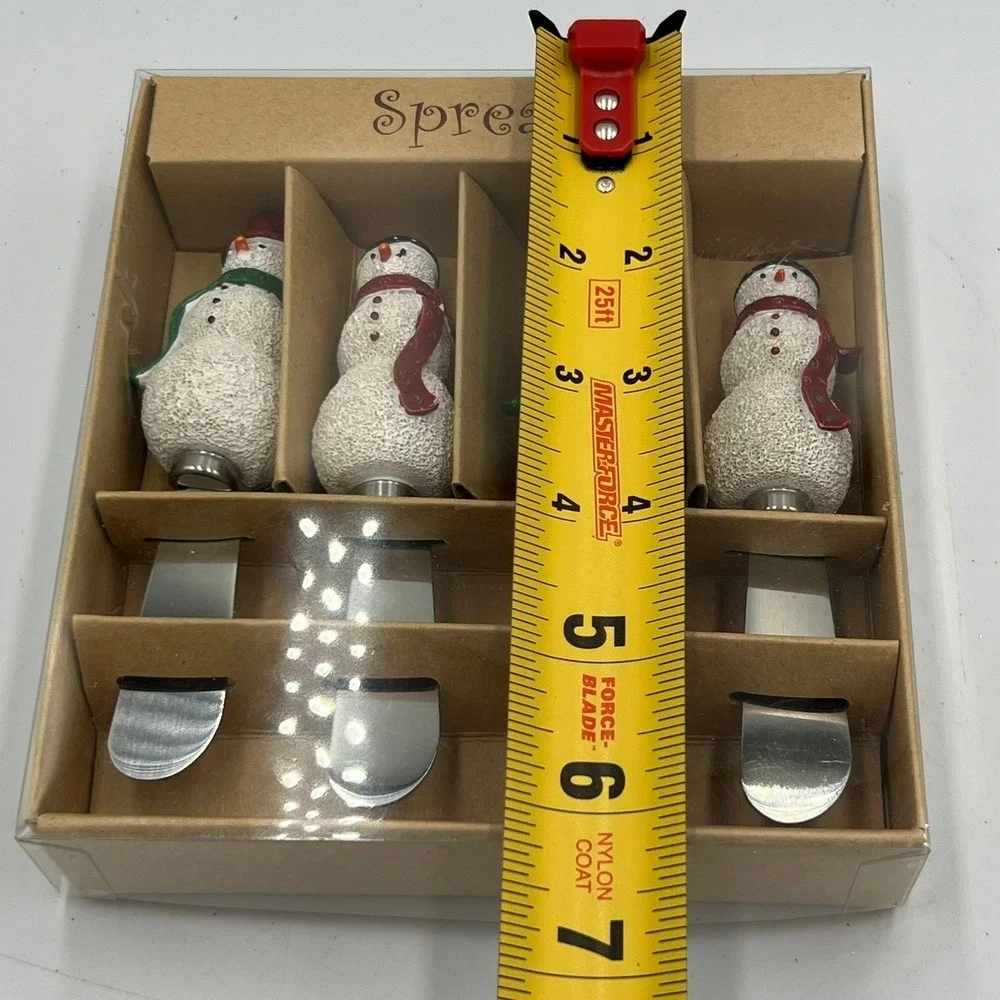 Supreme Housewares Snowman Spreader Set 4pc White Red Green Brand New Holiday